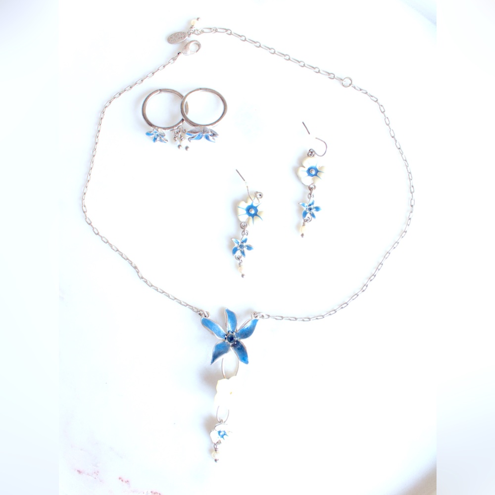 Cornflower blue Pilgrim set, necklace, ring and earrings